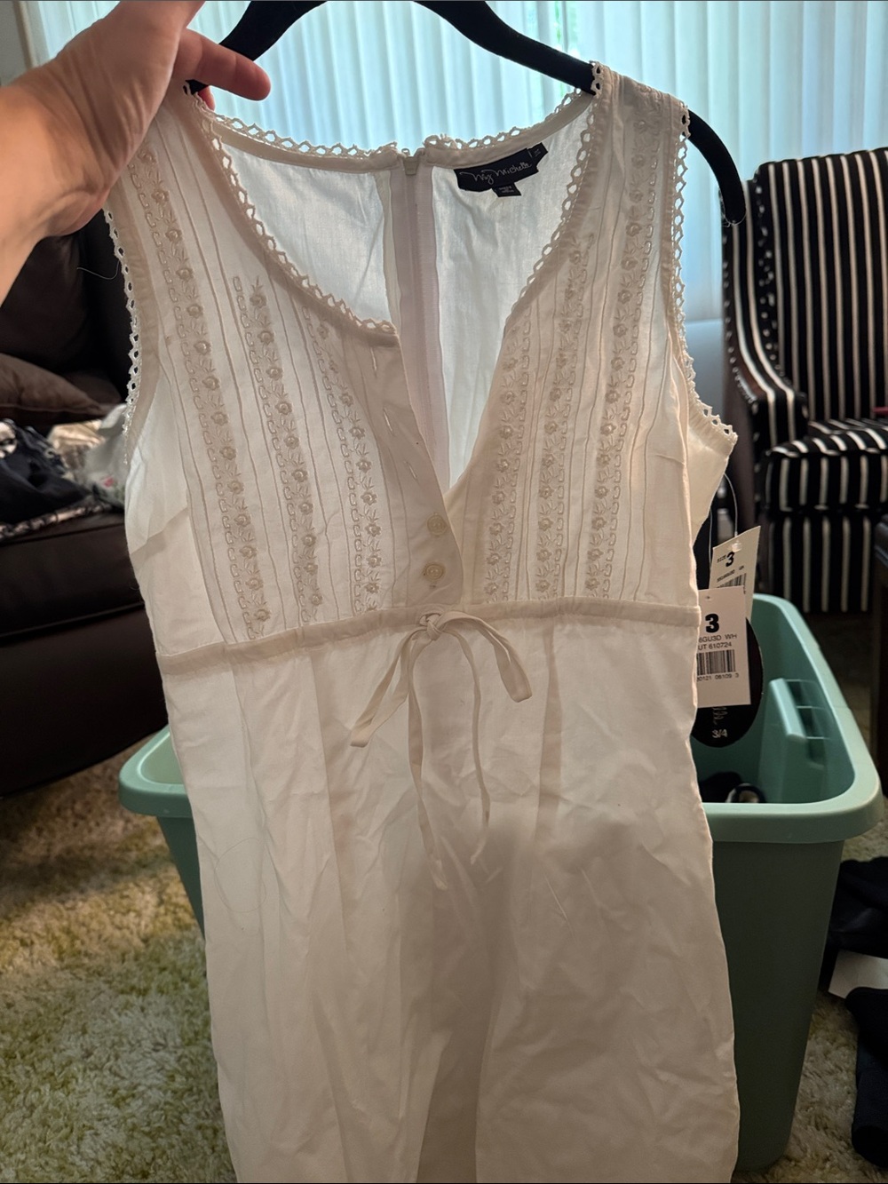 My Michelle Ivory Sleeveless Lace-Trim Asymmetrical Dress